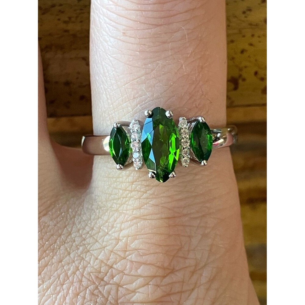 Natural Chrome Diopside Sterling Silver Ring Size 10